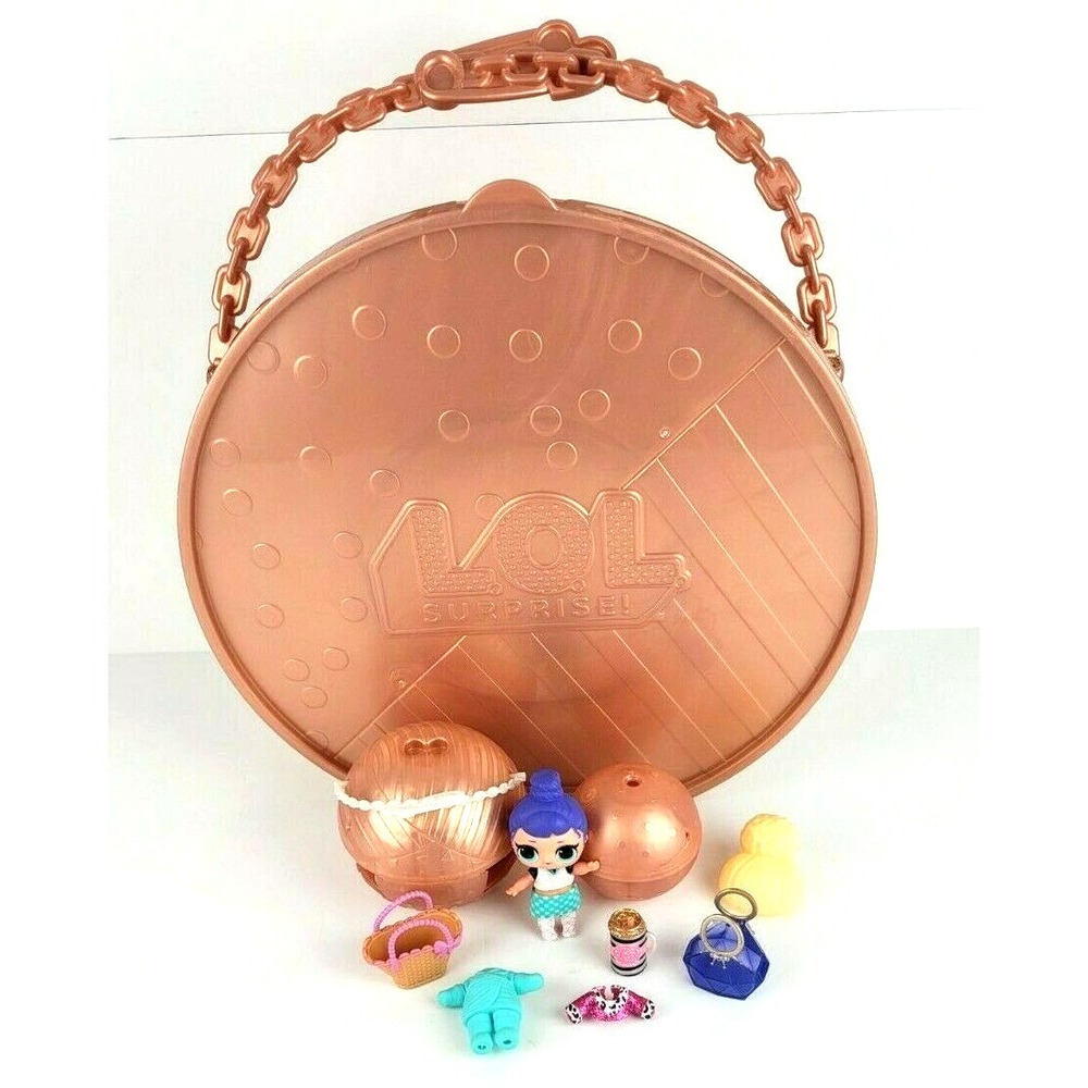 LOL Surprise Doll Caddy Cutie Bronze Glitter Carrying Case Lot of Accessories